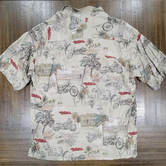 Harley-Davidson Silky Slick Hawaiian Graphic Men's Large Button down - Picture 3 of 3